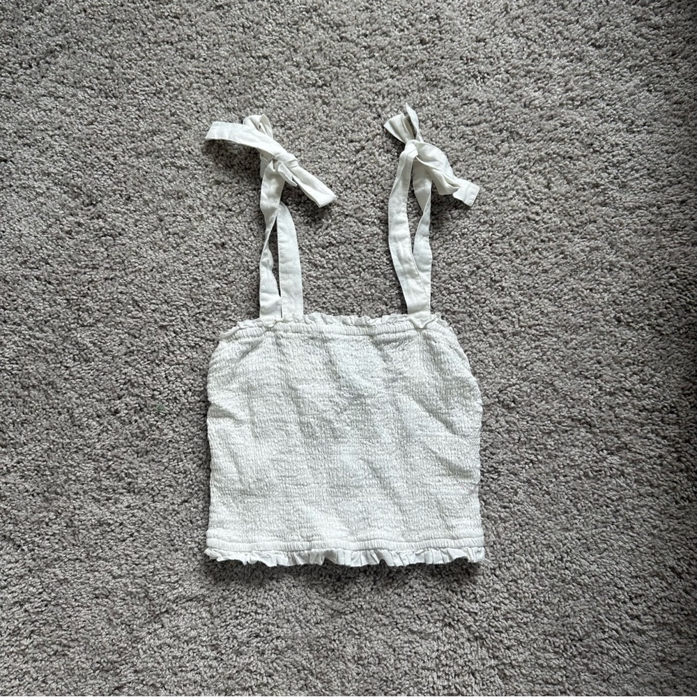 Abercrombie and Fitch White Smocked Tank Top